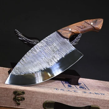 Лунцюань призрак ръчно изработени извит остър нож древна изкопни работи ръчно коване стари домакински кухненски ножове ножът на главния готвач