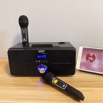 SD-309 Преносими 2-в-1 Двоен Микрофон За Пеене Bluetooth Високоговорител Безжичен Караоке Стерео Открит Събуфър 30 W SDRD Набор от Тонколони