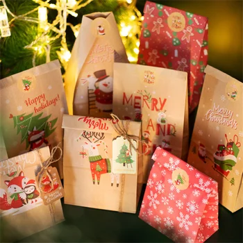 24 комплект Коледни Крафт Хартиени Торбички 