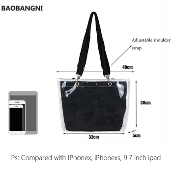 Нови double sided Прозрачни Желейные Чанти За Жени И Момичета, Прозрачна чанта на рамото, чанта, Голям капацитет