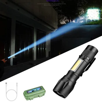 Най-новият Дизайн на Q5 Батерия USB Зареждане Фенерче COB LED Мащабируем Водоустойчив Велосипеден Стяга Главата Фенер Колоездене Фенерче
