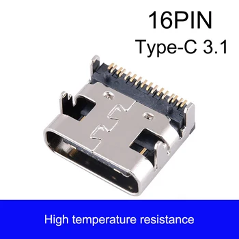 10шт 16 P SMT Micro USB Конектор Тип C 3.1 Гнездо Женски DIP4 Hd Предаване Интерфейс За Смартфони Клас Щекер кабел за зареждане