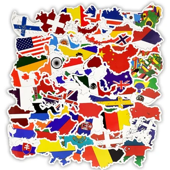 50ШТ САМ Националните Флагове Етикети Карта на Страните Пътна Стикер за Scrapbooking Куфар за Лаптоп Автомобил Мотоциклет Играчки за Деца