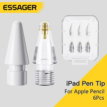 Essager 6 бр. Комплект накрайници за моливи за Apple Молив на 1-во и 2-ро поколение Съвет за Apple Молив Сменяеми накрайници за Apple Молив 2