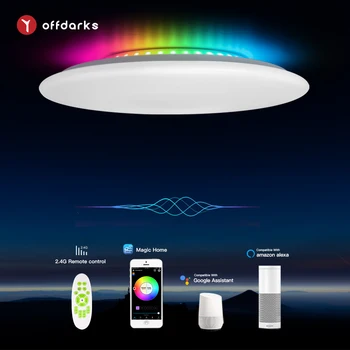 OFFDARKS Интелигентен led Тавана лампа, Съвместим с Alexa/Google Home, Wi-Fi интернет, Гласово Управление, спиране на тока RGB, за кухня, хол, спалня