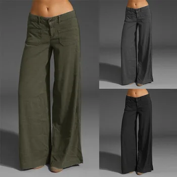 Европейските и американските дамски панталони, направени за отслабване, с множество джобове, широки дамски панталони
