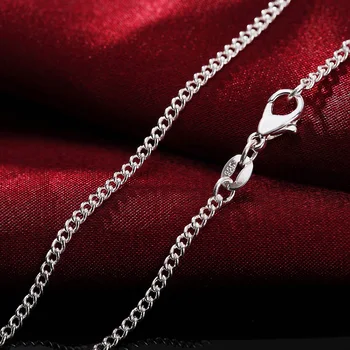 Търговия на едро с Висулки подарък за сватба Доста 2 мм верига сребърен цвят За Мъже сладък за жени верижки и колиета, бижута сребро мода за висулка LN029