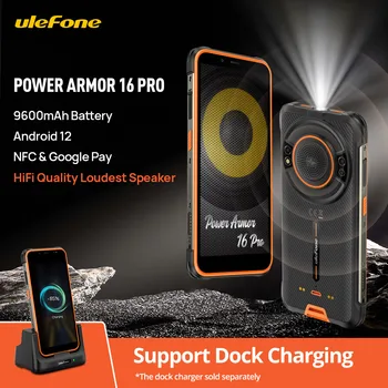 Ulefone Power Armor 16 Pro 9600 ма Издръжлив и Водоустойчив Смартфон 64G ROM Android 12 NFC Здрав Телефон 2,4 G/5G WiFi Глобалната версия