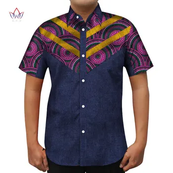 Bintarealwax Плюс Размера на Мъжка риза Африка Традиционните Принт Памучни Дрехи Дашики Пачворк Къса Тениска за Мъже WYN1207