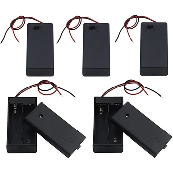 5шт 2 Батерии тип АА Притежателя Калъф за Съхранение Кутия с капак 2X1, 5v Батерия тип АА Притежателя Калъф с Кабелни изводи и превключвател за ВКЛЮЧВАНЕ/Изключване