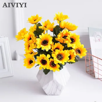 Патриотичен цвете 1 букет жълт копринен семки декоративни цветя два размера на избор от изкуствени цветя, украса на дома
