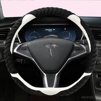 Зимна Плюшен D-Образен Капак На Кормилното Колело За Tesla, Модел X 2013-2021 Модел S Модел Y 2013-2021 Автоаксесоари