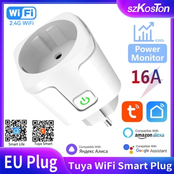 Sasha WiFi Smart Plug EU 16A Гнездо на Монитора Домакински Уреди Синхронизиране на Гласово Управление е Умен Изход за Алекса Google, Yandex