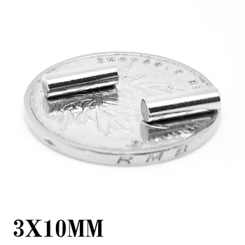 20/50/100/200/500 БР 3x10 Силен Цилиндър Редкоземельный Магнит 3 мм * 10 мм Неодимови магнити Кръгли 3x10 мм Мини Малък Магнитен диск 3*10