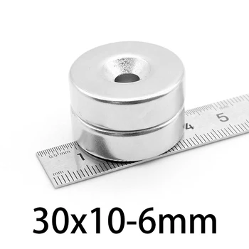 1-10 бр 30x10-6 мм Мощни магнити 30x10 мм Отвор 6 мм Постоянен през Цялата Неодимовый магнитен магнит с тайния глава 30*10-6 mm
