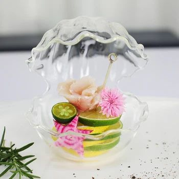 Креативна посуда, стъклена чиния във форма на мидена за сашими Салата десерт студена чиния