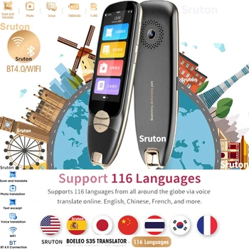 Нов Умен Гласов Преводач В Офлайн Режим На 116 Езика Дръжка За Симултанен Превод Артефакт Гласова Бизнес Пътуване Зад Граница На Сканиране Дръжка