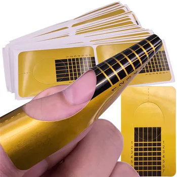 100 БР Златни Нокти Гел За Изграждане на Стикер Ръководство маникюр Професионални Акрилни Форми За Нокти Ноктите на Притежателя на Хартия