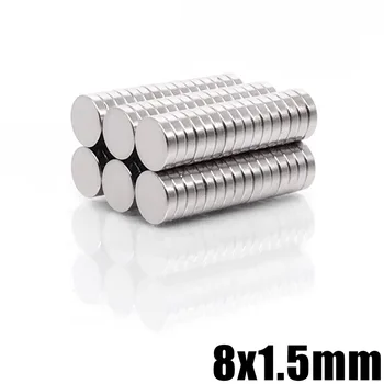 20-1000 бр 8x1,5 неодимовый магнит 8 мм x 1,5 мм N35 NdFeB Кръг на супер Мощен Силен Постоянен Магнитен imanes диск 8*1,5