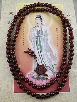 10 мм Тибетския Будизъм 108 червен сандаловый Молитвен Малки Топчета Огърлица