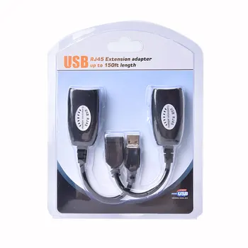 USB удължителен кабел удължителен кабел Адаптер Мъжки и женски, на 150 метра от CAT5 / CAT5e / 6, RJ-45 Синьо Кабелна Мрежа Ethernet-Повторител