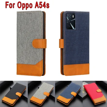 OppoA54s Кожен Калъф за телефон Oppo A54s, една Чанта-портфейл с панти капак, Поставка за Магнитни Карти, Защитен е Книга За Oppo A 54s CPH2273, Калъф Etui