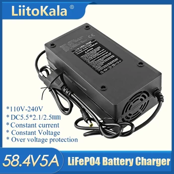 LiitoKala 58,4 В 5A Зарядно Устройство Smart е Подходяща За 16 s 51,2 В Открит LiFePO4 Батериите Електрически Автомобил, Безопасен И стабилен 58,4 В 5a