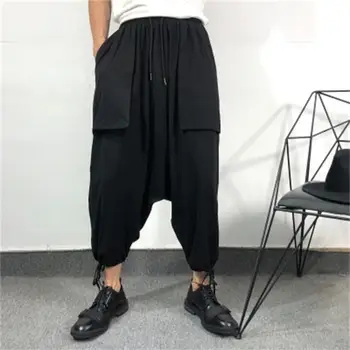 Пролет-лято тъмни дизайнерски свободни увиснали панталони harun stretch в японски стил уличном