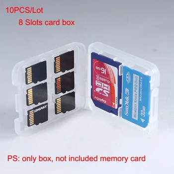 10 бр./лот 8 в 1 Кутия за карти памет 8 Слота Micro SD SDHC TF MSPD Карта памет Защитна Кутия Калъф за Съхранение на 8в1 Пластмасова кутия Притежателя Калъф