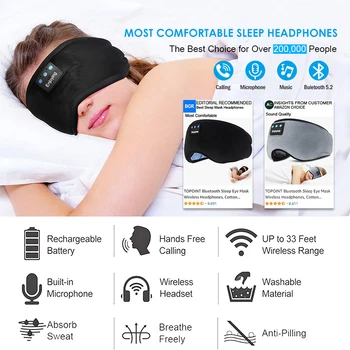 Bluetooth Маска За Сън Безжични Слушалки Памучен Маска За Сън Пътни Музикални Слушалки Слушалки за Сън, за Страничните места за спане