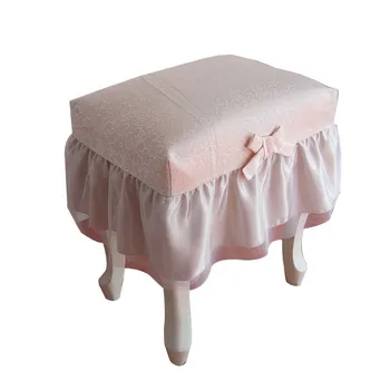 принцеса бежов/розово правоъгълник грим табуретка покриване на пейка пиано табуретка декоративна капачка волан възглавницата на седалката през цялата завързана калъф за стол