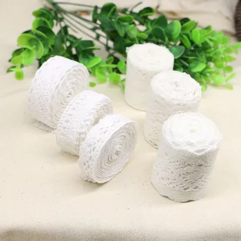 5 ярда бяла 100% памучна дантела Тъкани, се предоставят за плетене основа за тъкан или довършителни чанти, дантела, направи си САМ, Scrapbooking