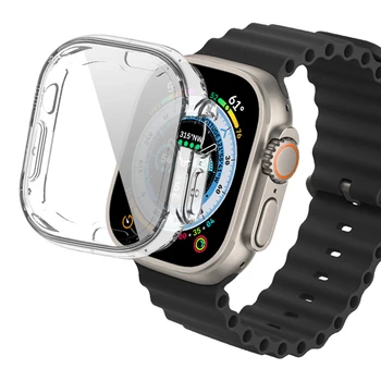Стъкло + Калъф За Apple Watch Case 49 мм Аксесоари Универсална Защитно фолио за екрана от TPU Броня Закалено Покритие на Apple Watch Ultra Case
