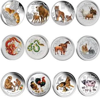 Австралия Дванадесет Зодиакальных метални Diy Колекция от Китайски Стил Година на Тигъра 1 Унция Сребро Боядисани Възпоменателни Монети