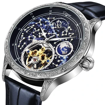 Звездното Небе Светещи Реколта Мъжки Часовници С Турбийоном, Най-Добрата Марка За Луксозни Мъжки Автоматично Механични Часовници С Виртуален Скелет, Reloj 2023