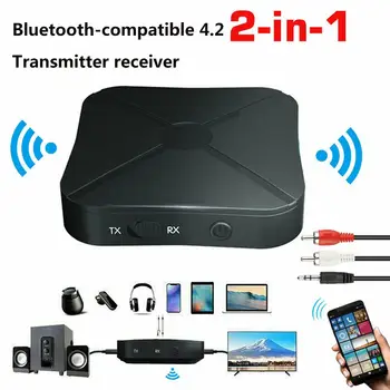 2 В 1 Истински Стерео Bluetooth-съвместими 4,2 Приемник Предавател, Bluetooth Адаптер с Аудио 3.5 ММ AUX За телевизор MP3 PC